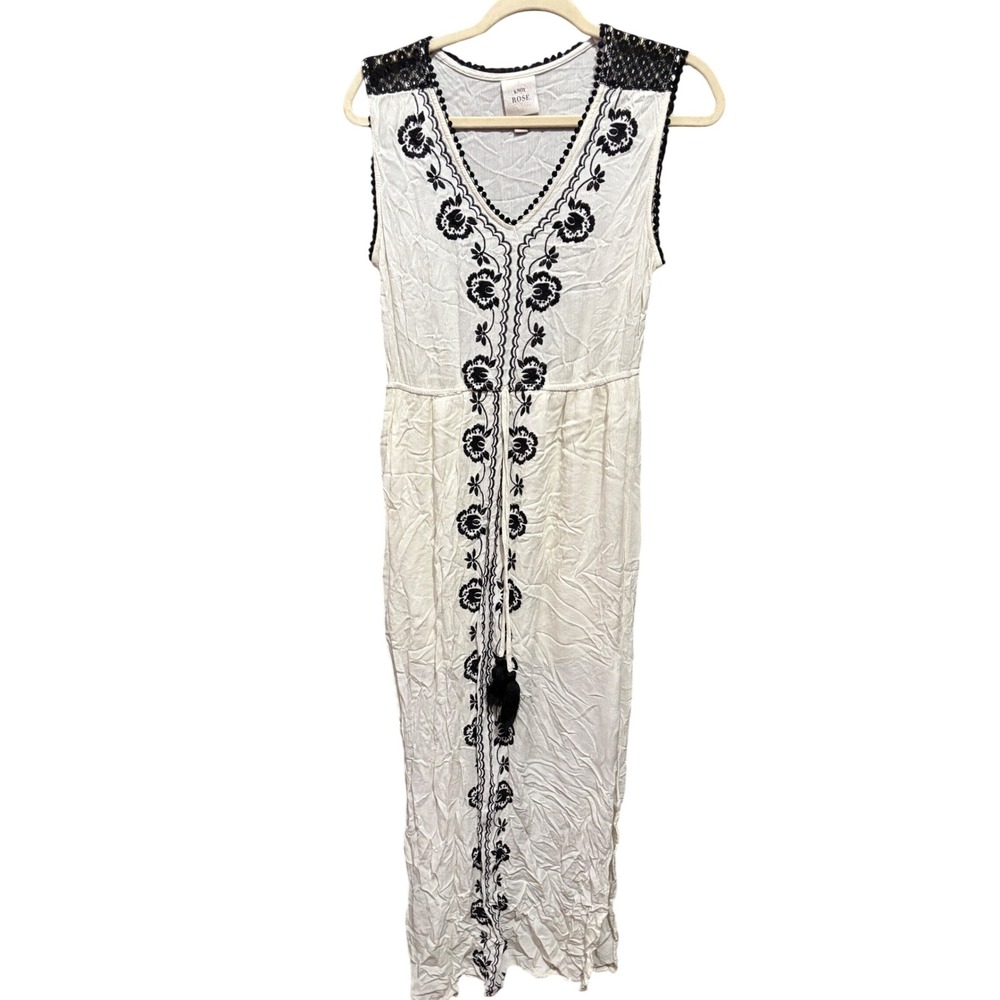 Knox Rose Cream Sleeveless Embroidered Maxi Dress Boho Festival Beach